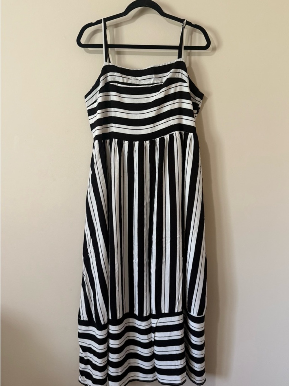 Black & White Striped Maxi Dress with Spaghetti Straps - Picture 3 of 5